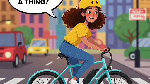 Woman on eBike ponders if she needs insurance