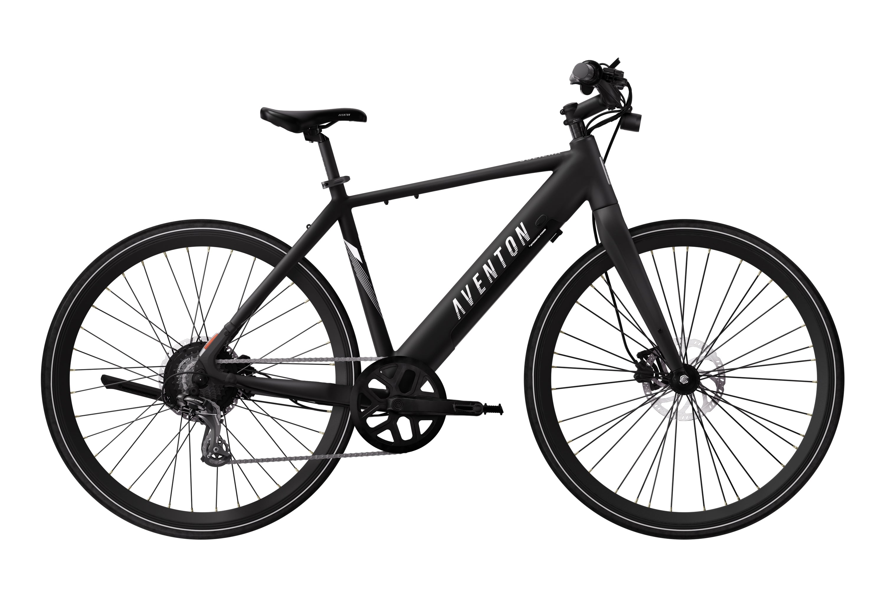 Aventon Soltera 2.5, one of the cheap electric bikes online, displayed at CyclErie in Erie, CO, where to buy electric bicycles near me. Stealth Black