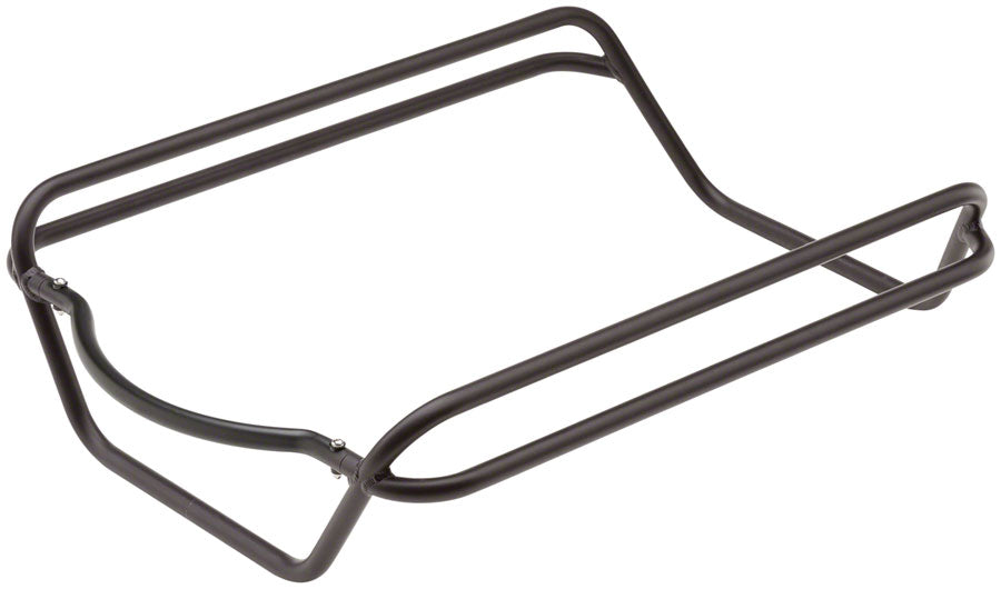 The Benno High Rail Plus Rack Add-On - Boost EVO 4-5 in black features two parallel bars and a curved design for enhanced stability, making it ideal for holding or supporting small appliances or cookware.