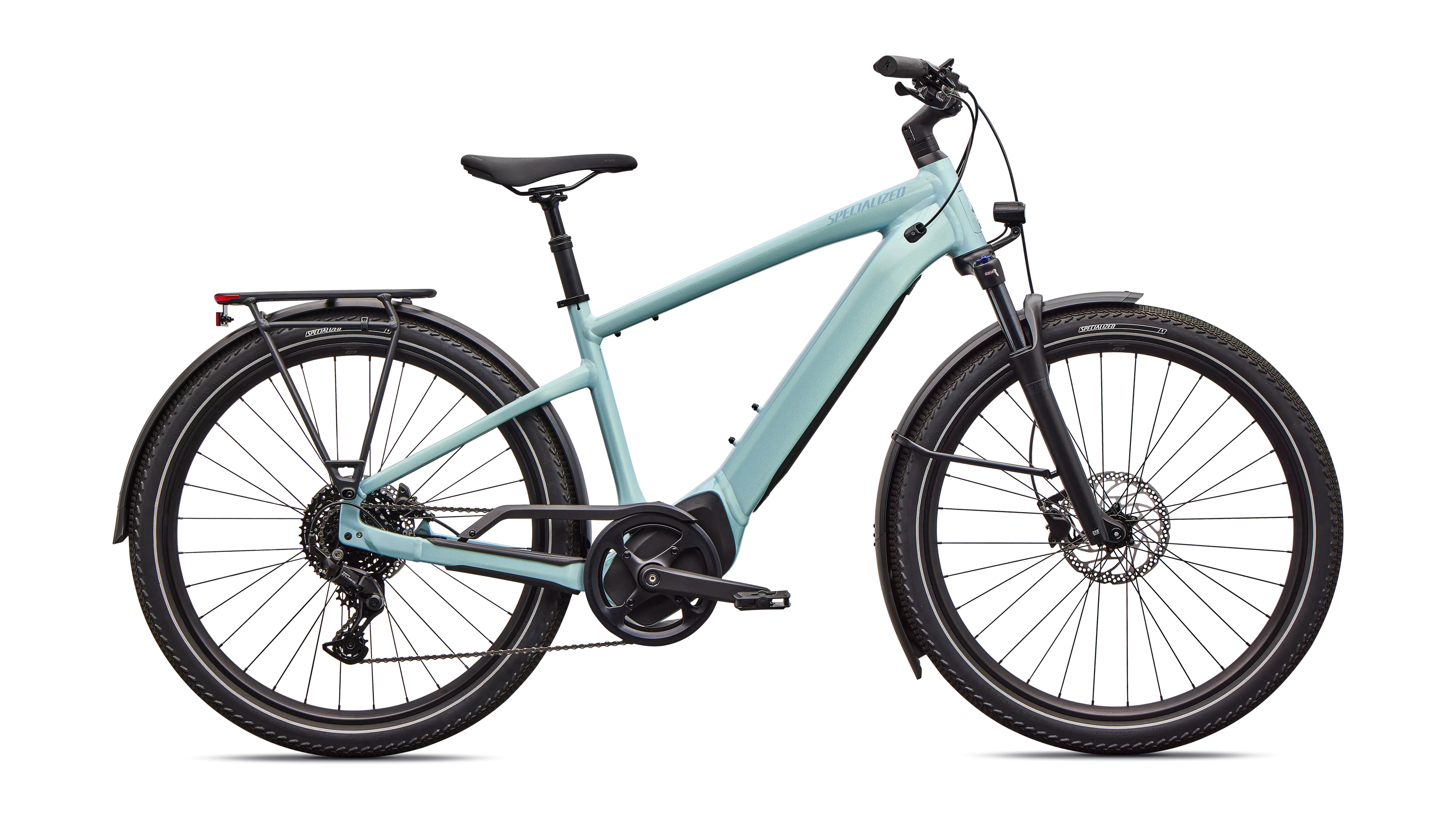 Rider conquering a steep Colorado hill on the Specialized Turbo Vado 4.0, Future Shock 1.5 absorbing bumps, motor delivering 70Nm torque effortlessly.