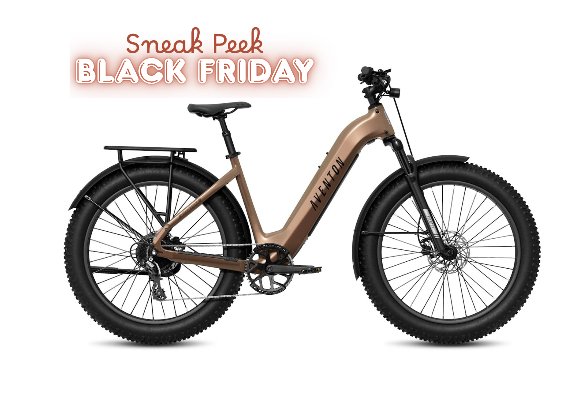 Aventon Aventure 3 Java Electric bike with 'Sneak Peek Black Friday'  available at CyclErie in Erie, CO.