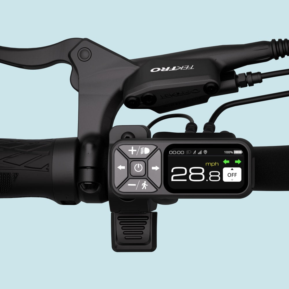 Aventon Pace 4 casual electric bike control screen available at CyclErie in Erie, CO.