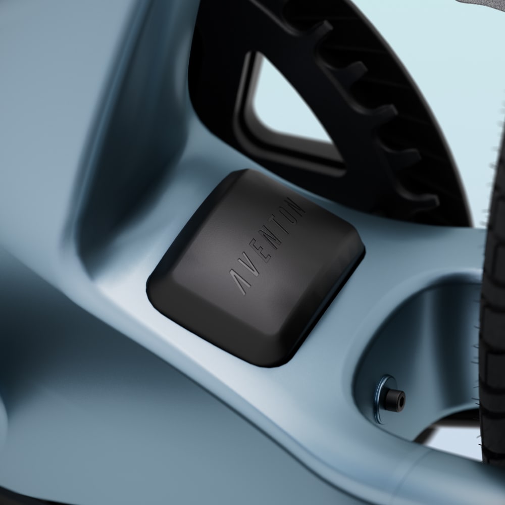 Aventon Pace 4 ACU in blue steel color cruiser casual electric bike side view available at CyclErie in Erie, CO.