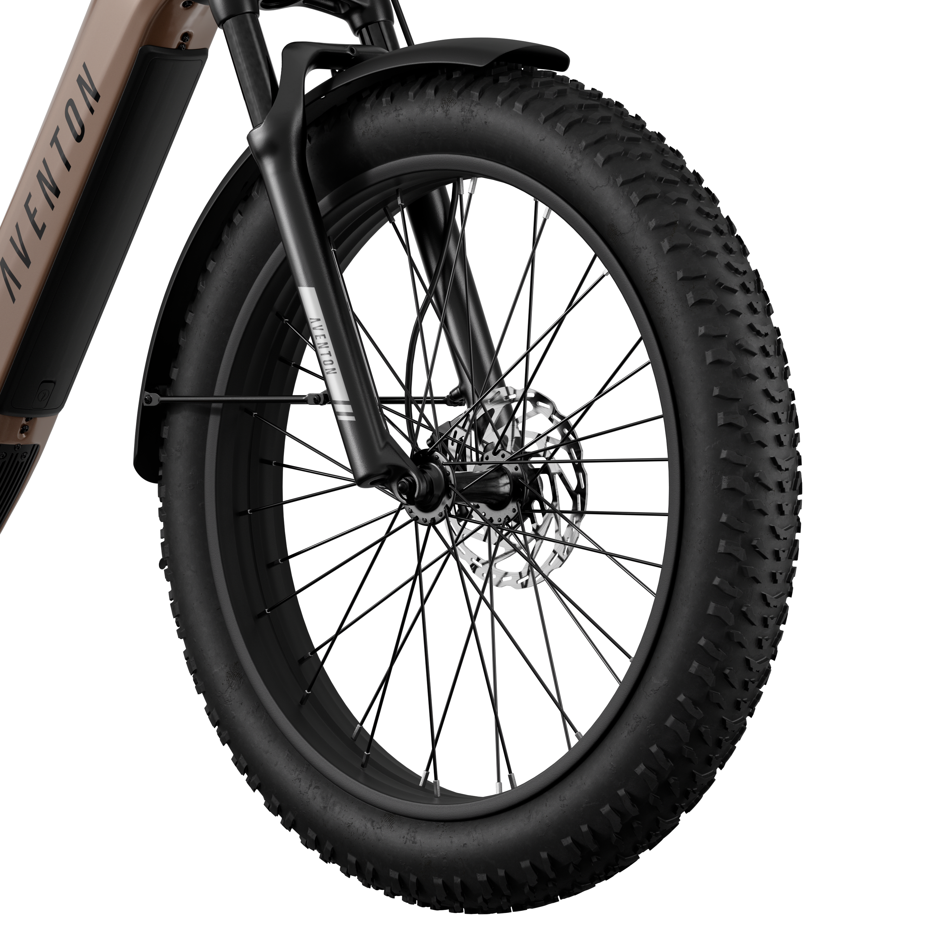 Aventon Aventure 3 tire, displayed at CyclErie’s ebike shop in Erie, CO.