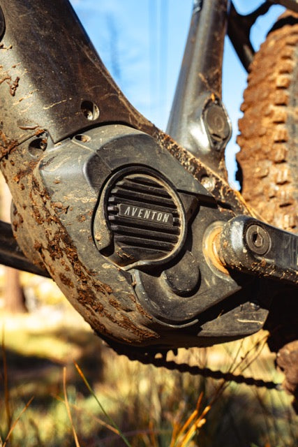 Aventon Ramblas, one of the best mid drive electric mountain bikes for sale, displayed in CyclErie’s ebike shop in Erie, CO.
