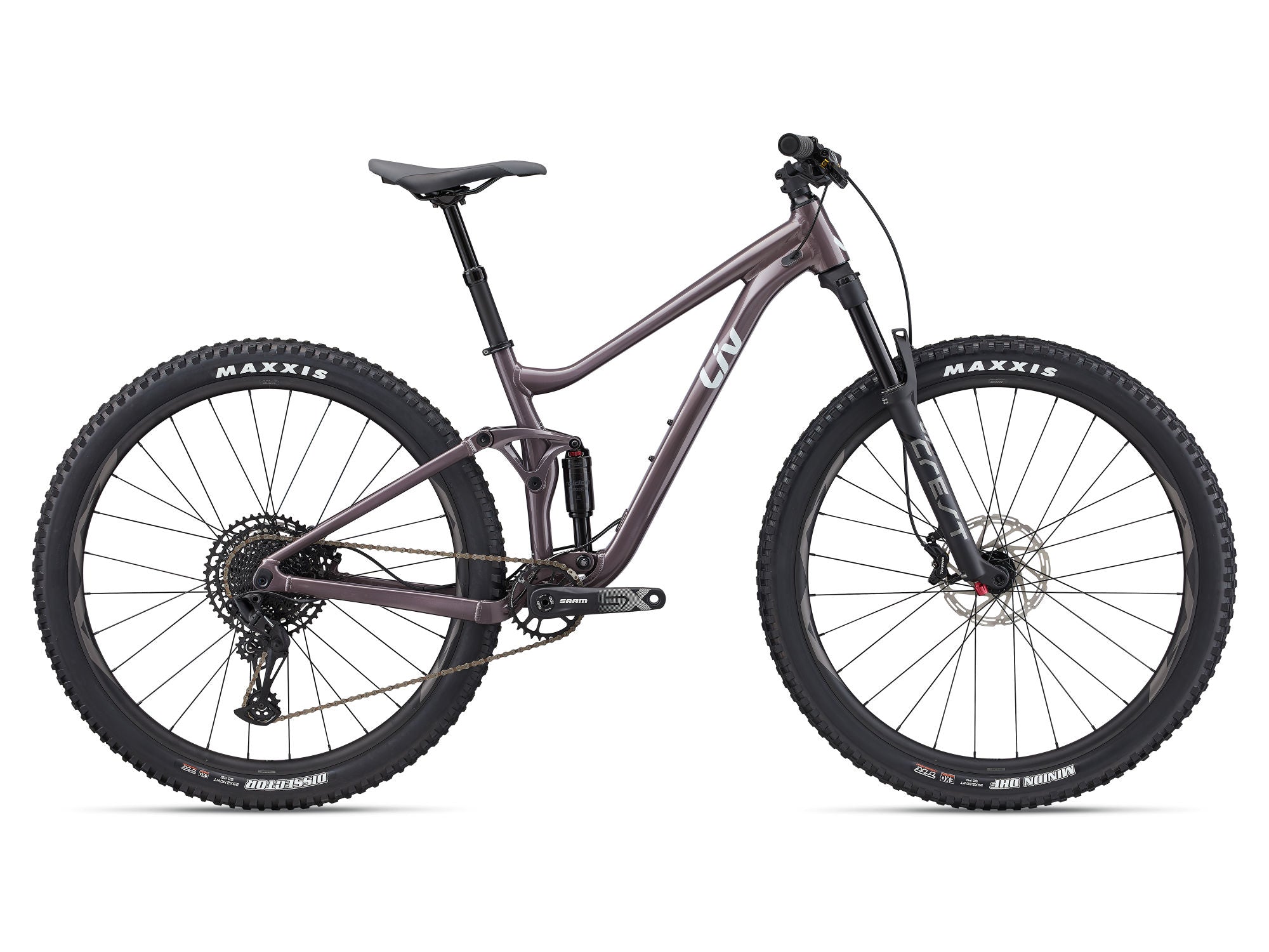 Liv Embolden 1 Women's Full Suspension Mountain Bike in Charcoal Plum, available with 27.5" or 29" wheels