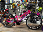 Pre-loved Prevelo Alpha 3 20-inch kids bike in Party Pink from CyclErie, excellent used condition, perfect for Erie Community Park pump track and Valmont Bike Park trails.