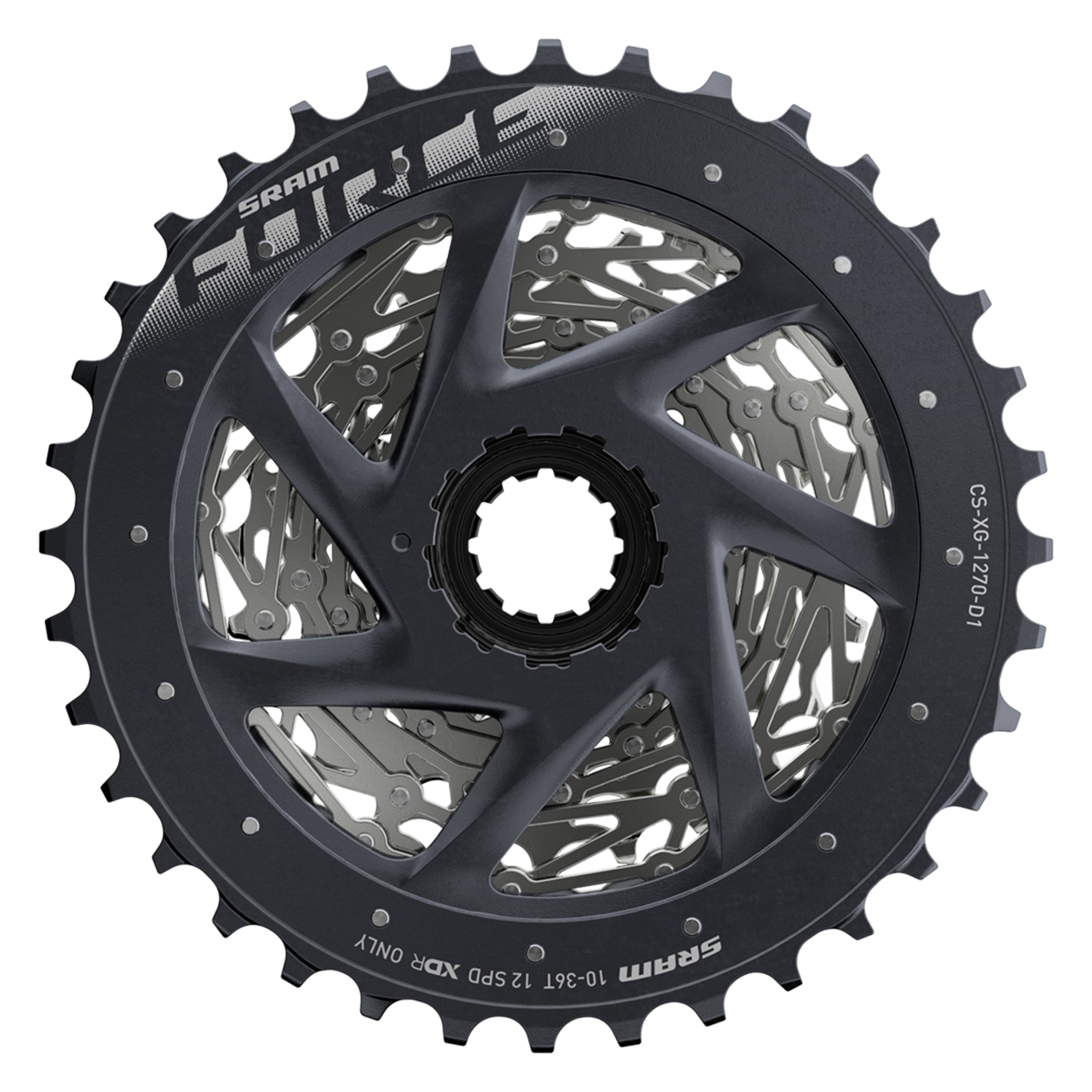 SRAM Force AXS XG-1270 12-speed cassette, 10-36t, silver, for XDR driver body
