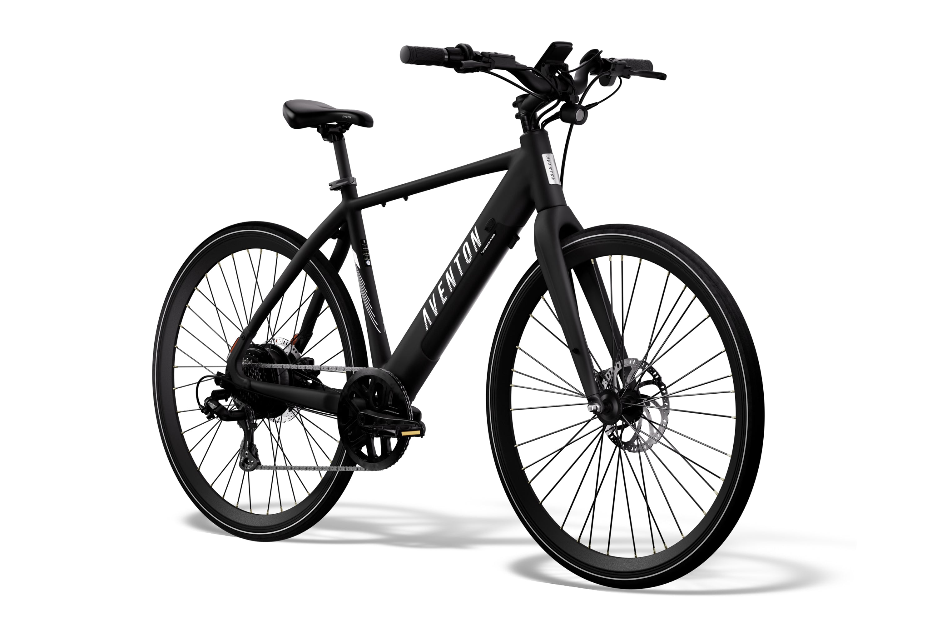 Aventon Soltera 2.5, one of the cheap electric bikes online, displayed at CyclErie in Erie, CO, where to buy electric bicycles near me. Stealth