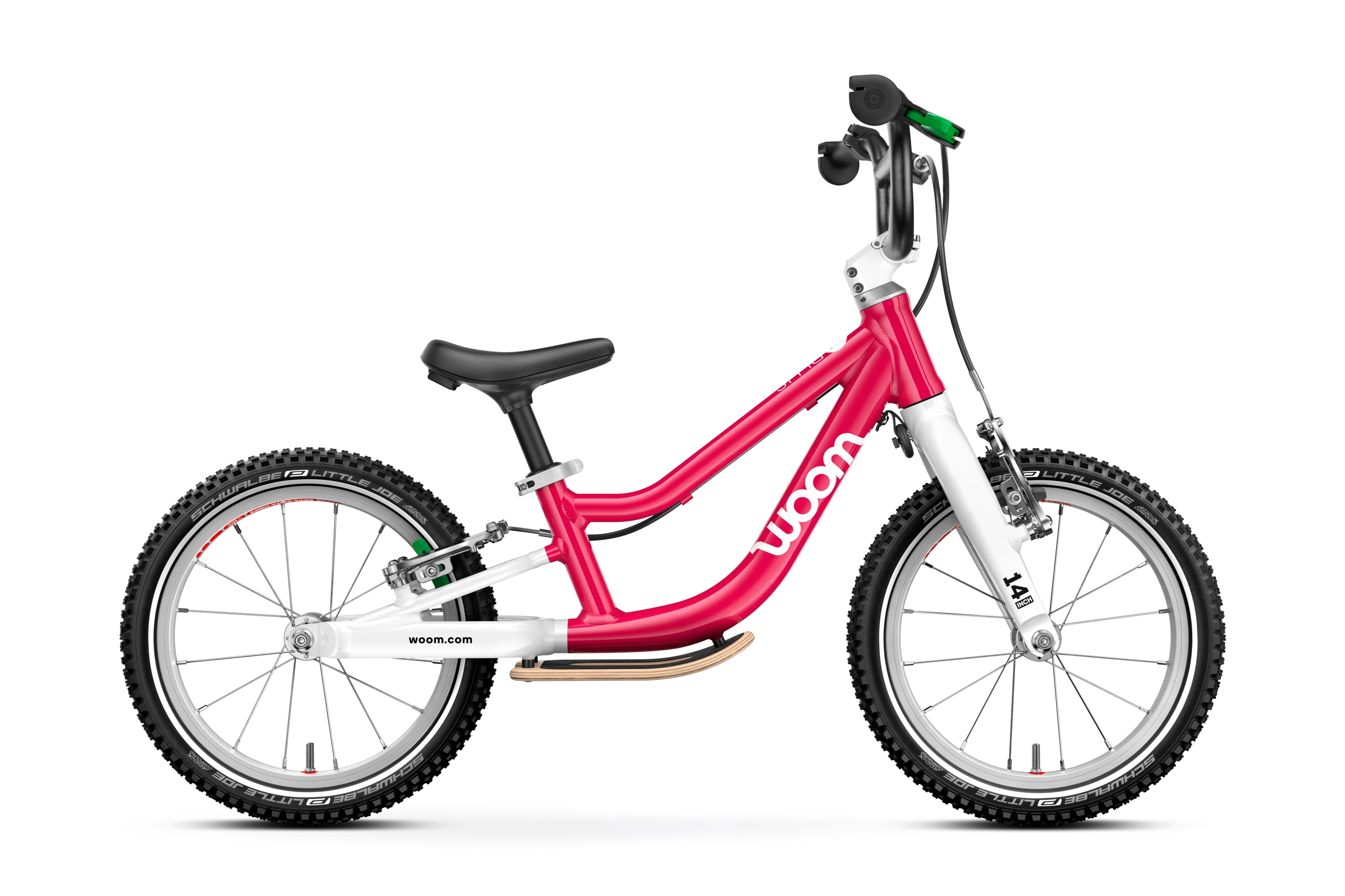 Woom Go 1 Plus Toddler Balance Bike in Hot Pink with Footrest