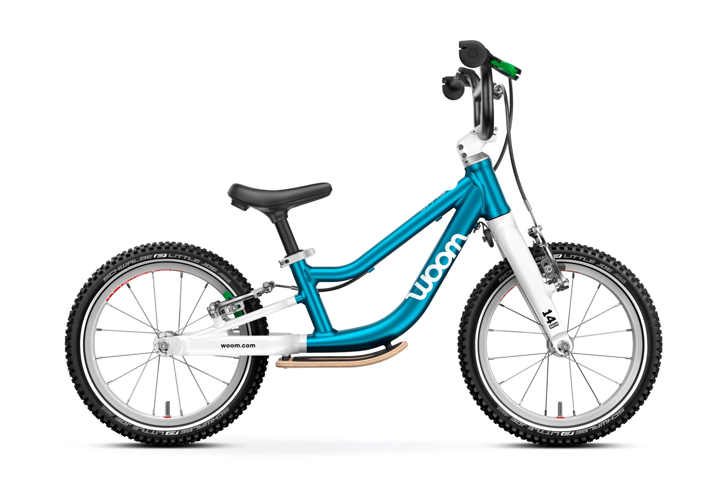 Woom Go 1 Plus Toddler Balance Bike in Metallic Blue with Footrest