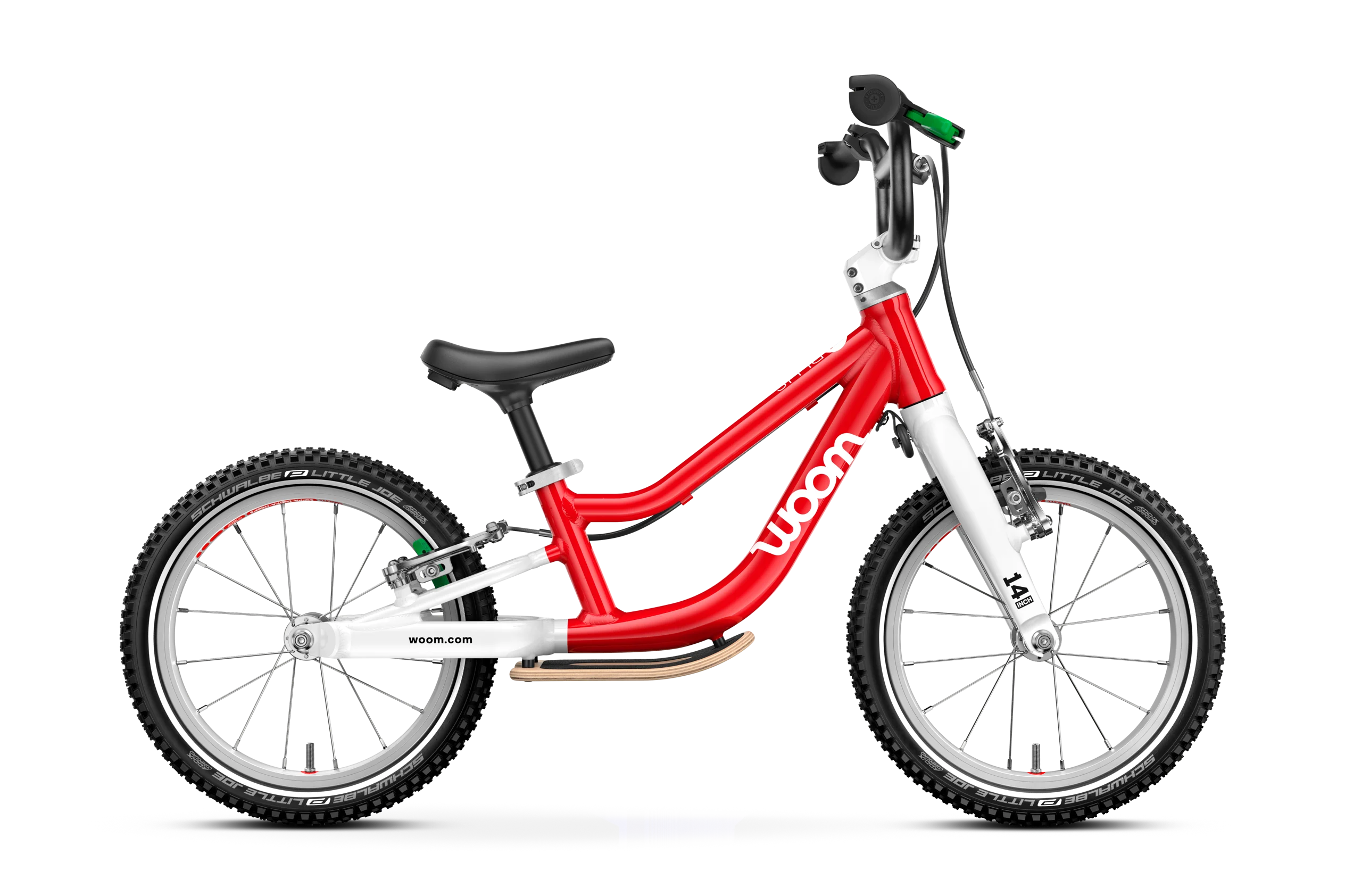 Woom Go 1 Plus Toddler Balance Bike in Red with Footrest