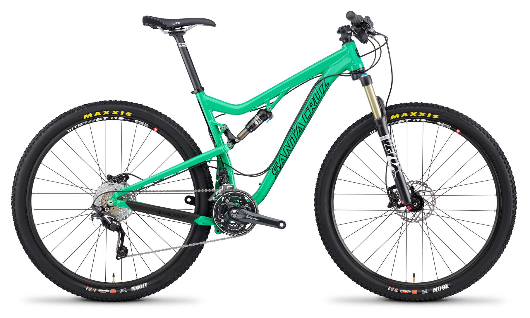 Used Santa Cruz Tallboy 2 full suspension mountain bike for sale at CyclErie in Erie Colorado - side profile view of this lightweight 29er XC trail bike