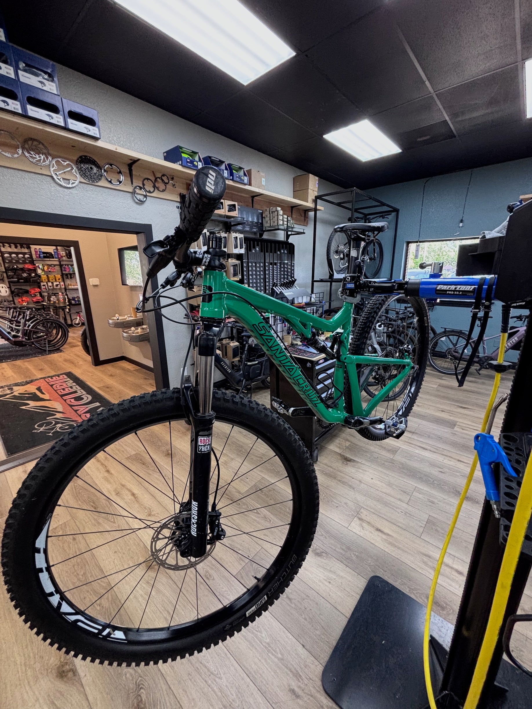 Used Santa Cruz Tallboy 2 full suspension mountain bike for sale at CyclErie in Erie Colorado - side profile view of this lightweight 29er XC trail bike