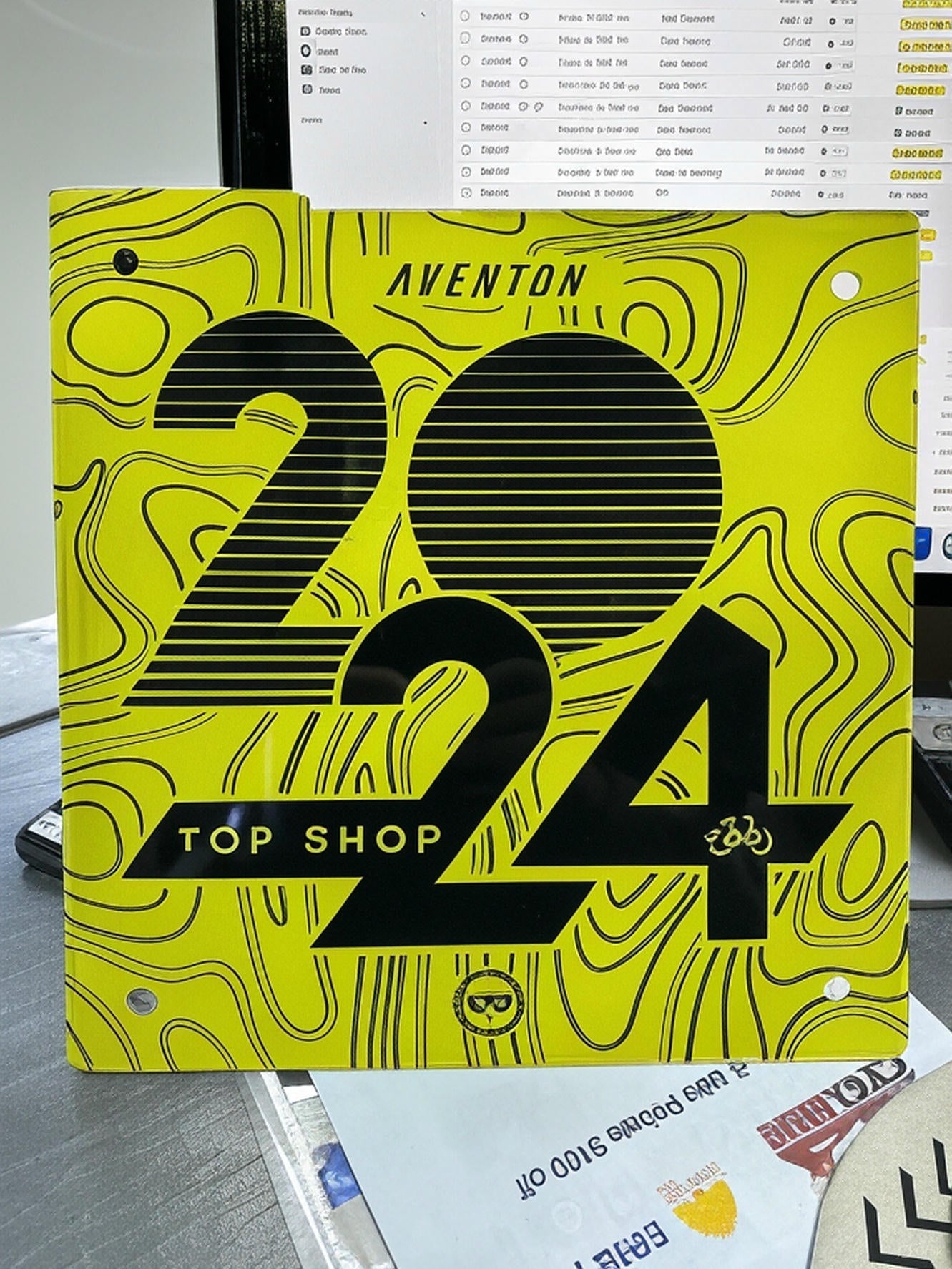 Aventon Top Shop 2024 badge on two adventure electric bikes at CyclErie ebike shop in Erie, CO