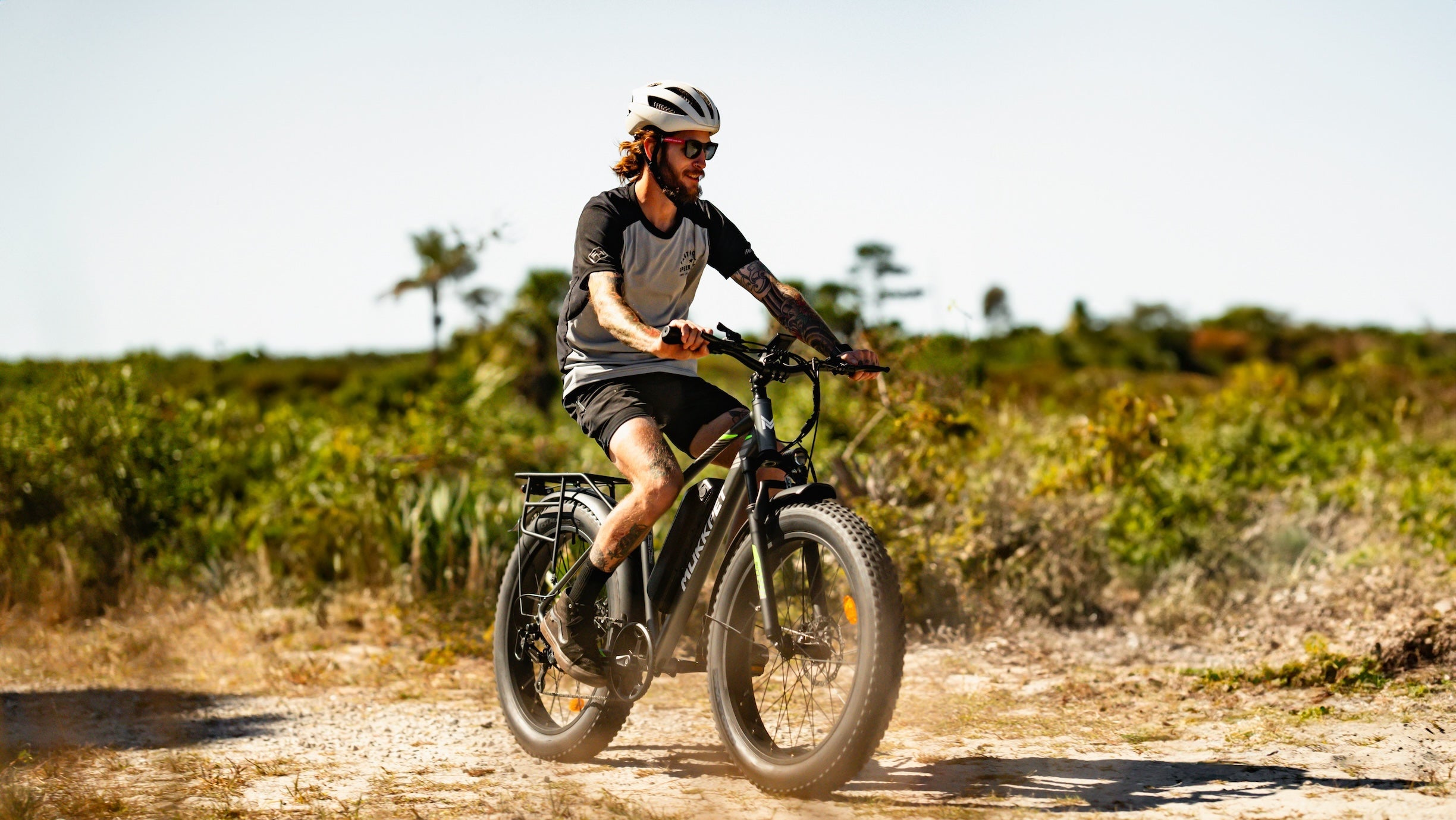 eBIke rider with Flat Shoes on a fat tire eBIke at CyclErie