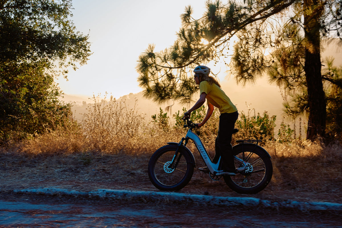 Riding the Aventon Aventure 3 fat tire ebike, available at CyclErie in Erie, CO.
