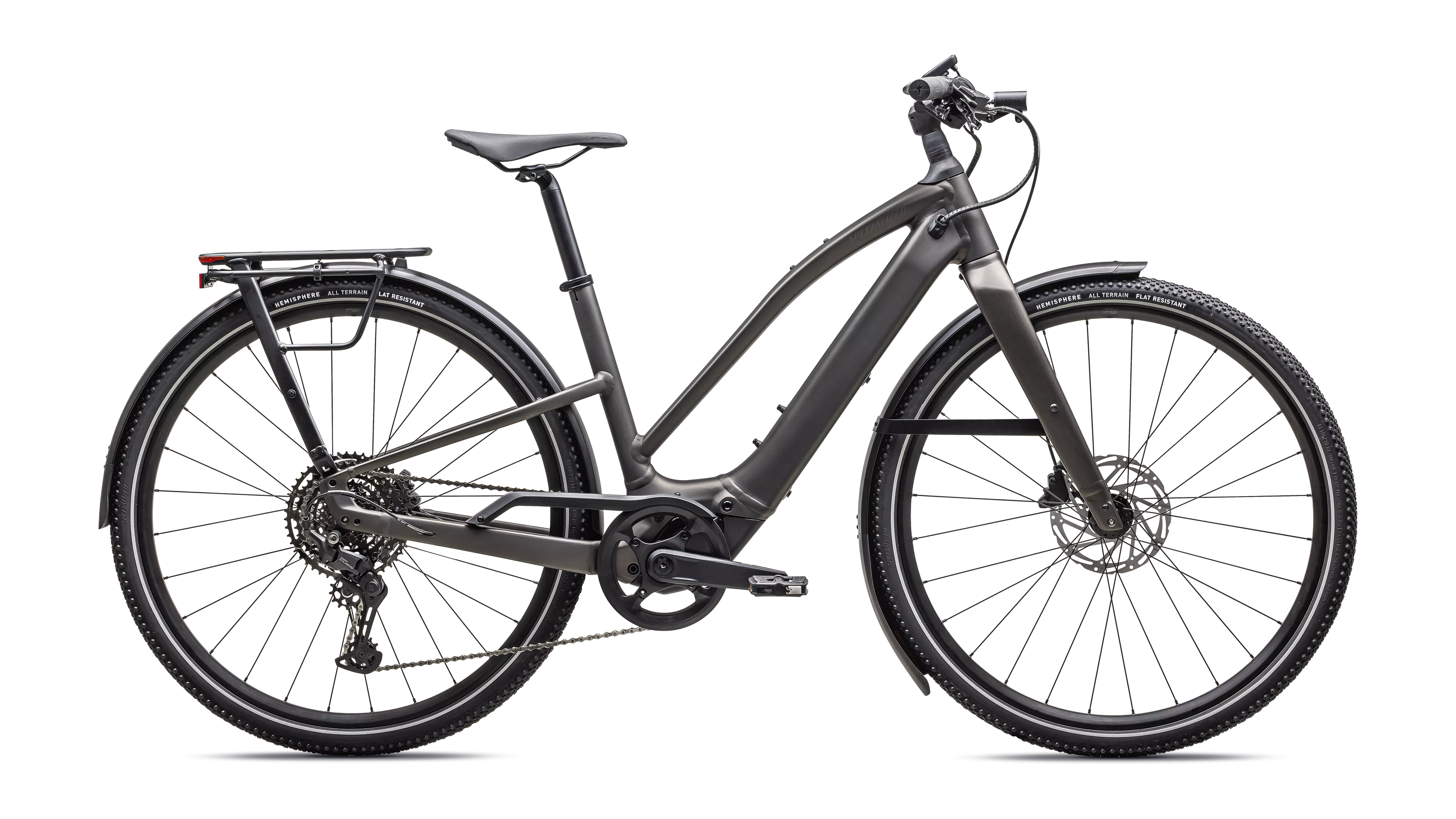 Specialized Turbo Vado SL EQ 28 MPH ultra-lightweight Class 3 electric bike with Future Shock suspension and full EQ rack & fenders at CyclErie in Erie Colorado