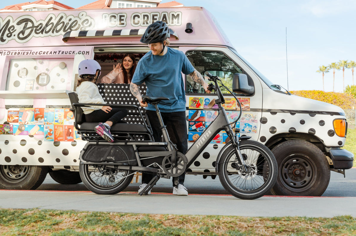 Aventon Abound LR cargo ebike lifestyle photo, available at CyclErie in Erie, CO.