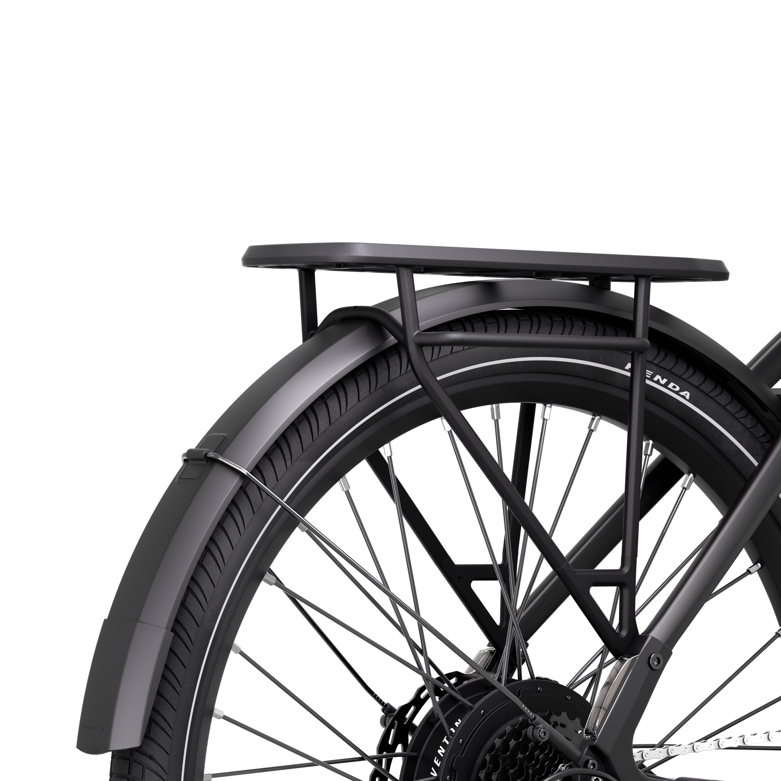 Aventon Level 3 stepover e-bike in stealth black color electric commuter ebike with fenders and rear rack available at cyclerie in Erie CO.