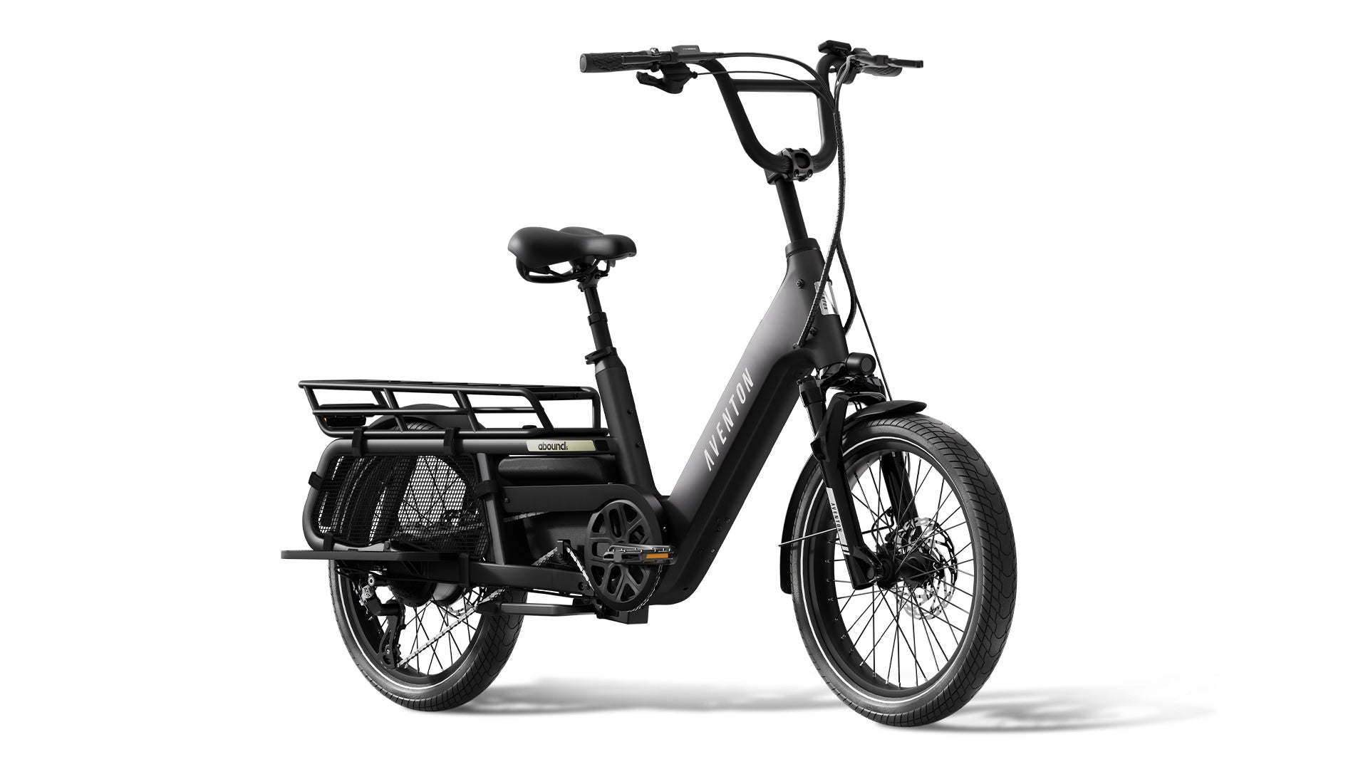Aventon Abound LR cargo e-bike in stealth black available at CyclErie in Erie, CO.