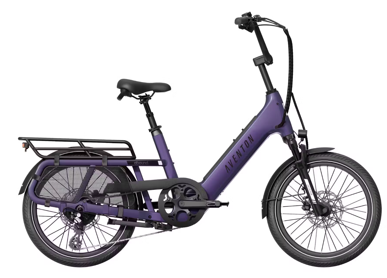 Aventon Abound SR cargo ebike in haze purple available at CyclErie in Erie, CO.
