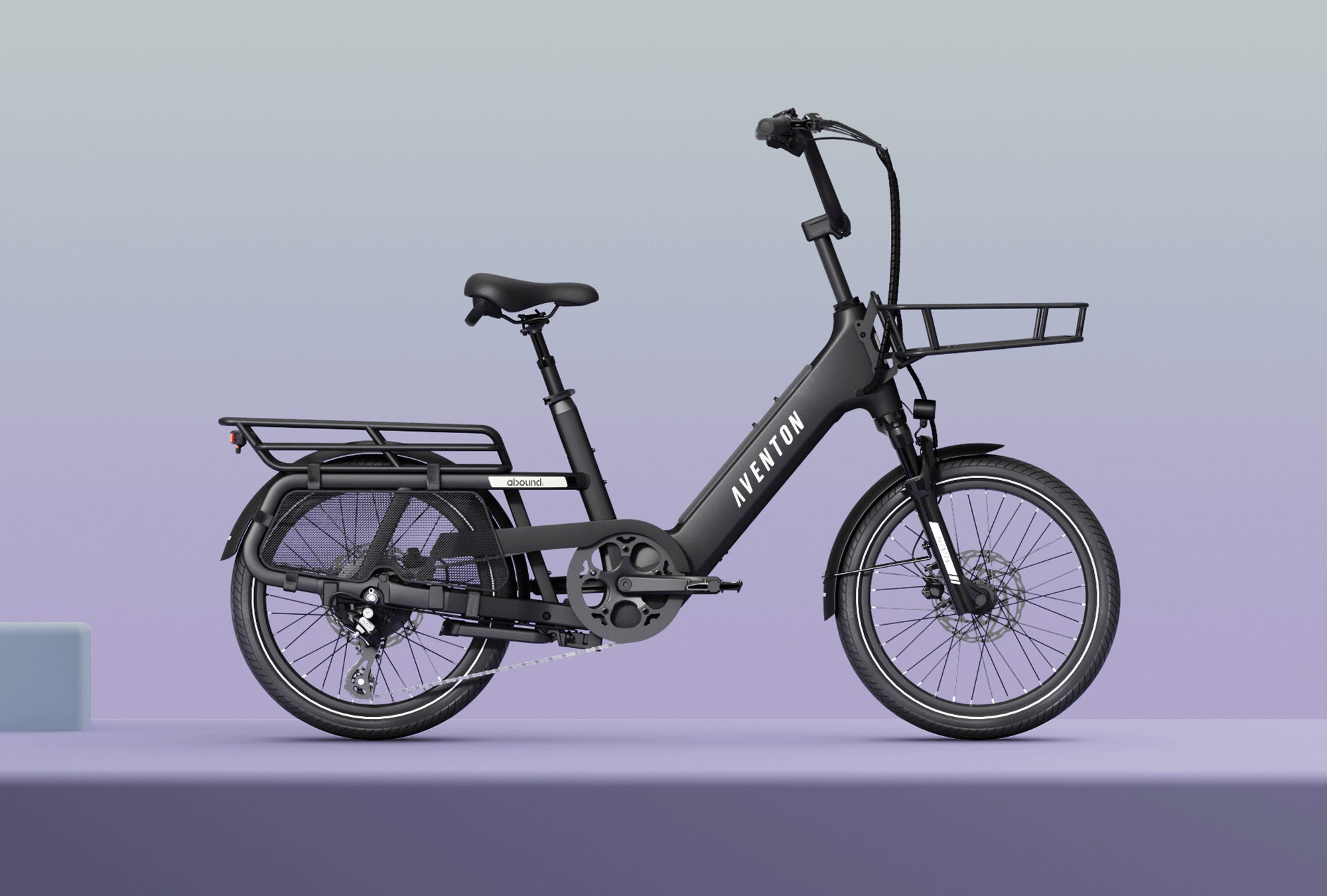 Aventon Abound SR cargo ebike with a front rack set