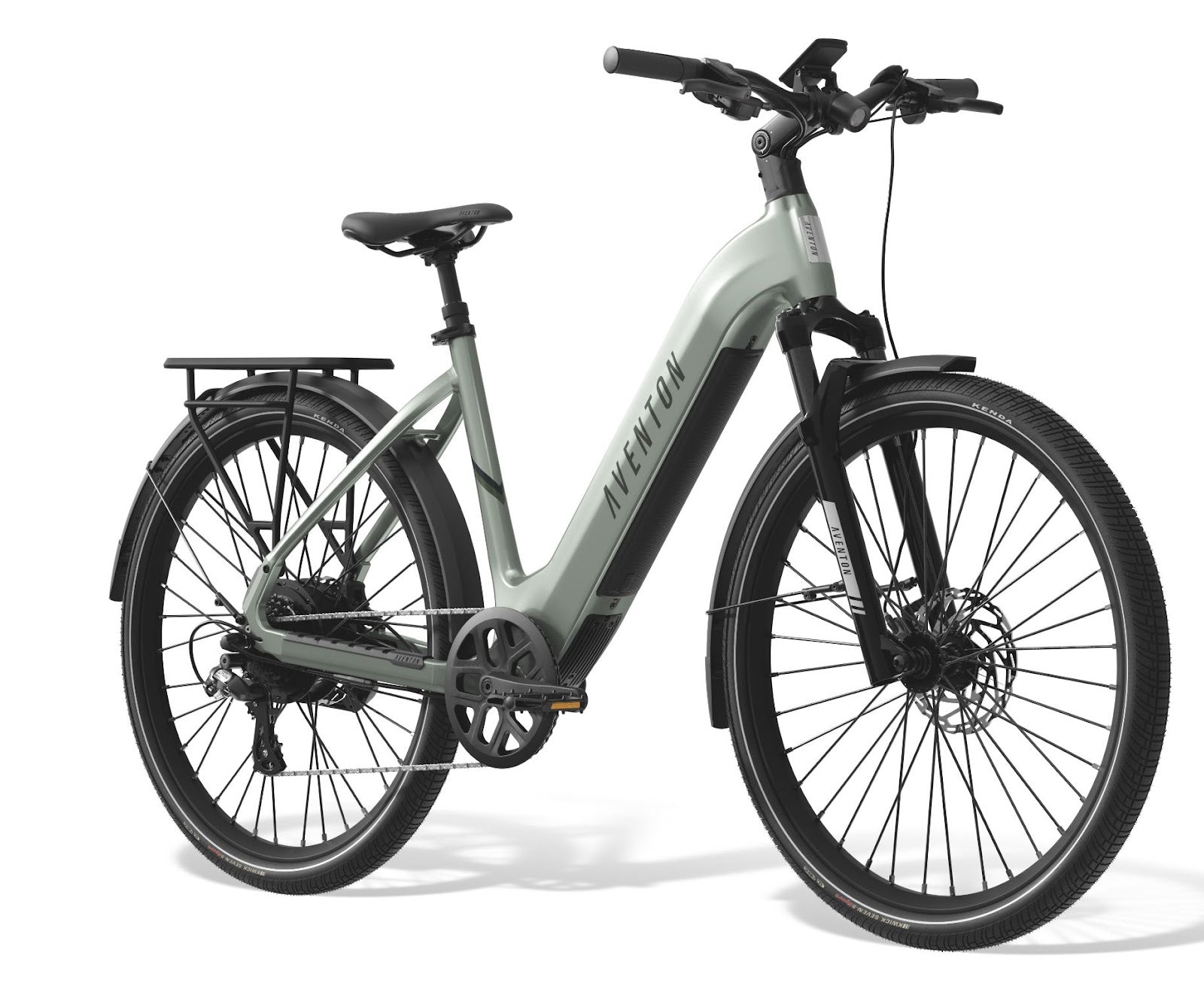 Aventon Level 3 step-thru e-bike in glacier mint color electric commuter bike available at cyclerie in Erie CO.
