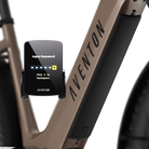 Aventon Aventure 3 keyless battery, displayed at CyclErie’s ebike shop in Erie, CO.