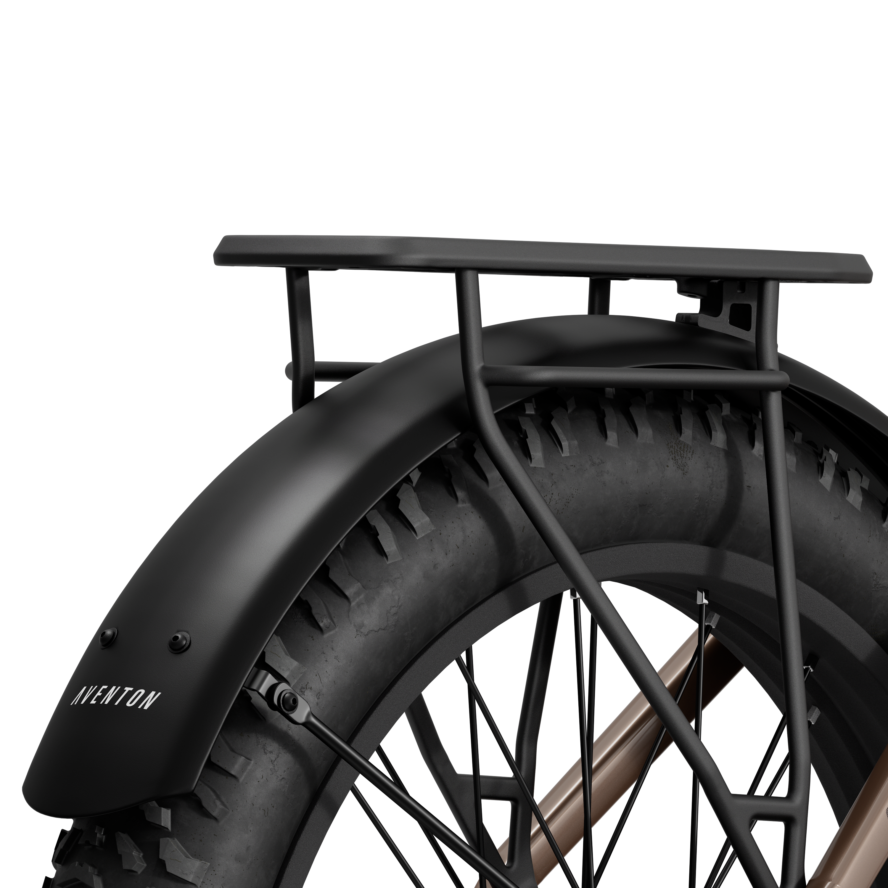 Aventon Aventure 3 rear rack and fenders, displayed at CyclErie’s ebike shop in Erie, CO.