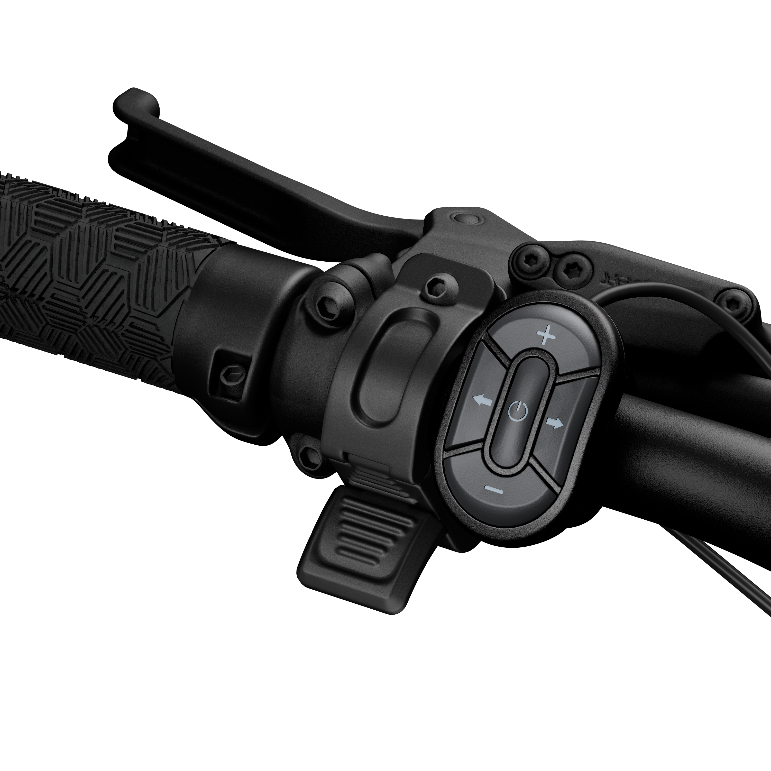 Aventon Aventure 3 control pad pedal assist and throttle, displayed at CyclErie’s ebike shop in Erie, CO.