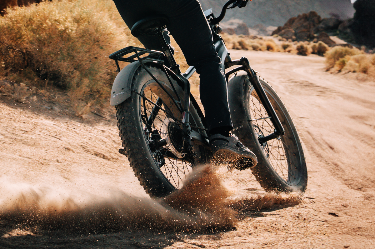 Aventon Aventure M ebike on the trail, available at CyclErie in Erie, CO.