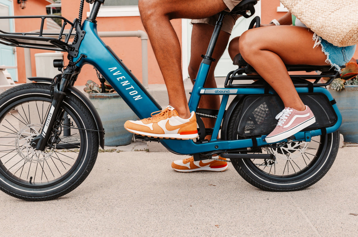 Aventon Abound SR cargo ebike lifestyle photo, available at CyclErie in Erie, CO.