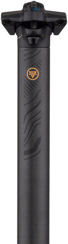 Teravail Stratum Carbon seatpost front view showing carbon shaft and Teravail logo – CyclErie Longmont & Erie CO