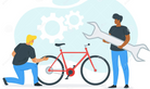 Ebike being tuned and bike shop