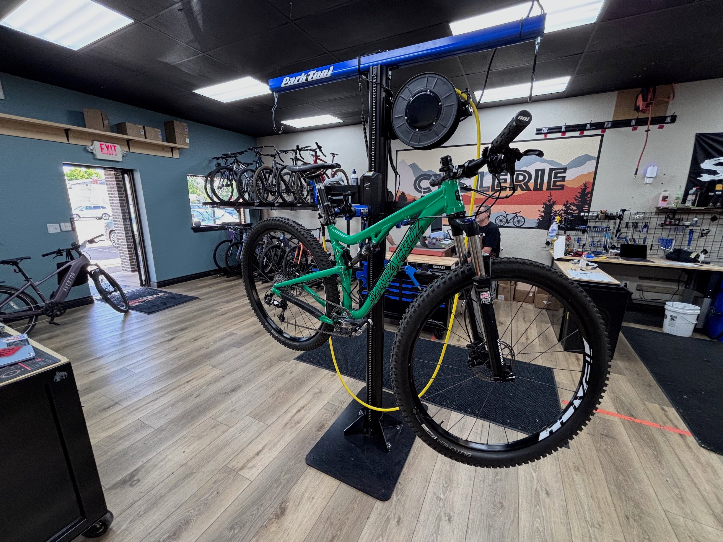 Used Santa Cruz Tallboy 2 full suspension mountain bike for sale at CyclErie in Erie Colorado - side profile view of this lightweight 29er XC trail bike