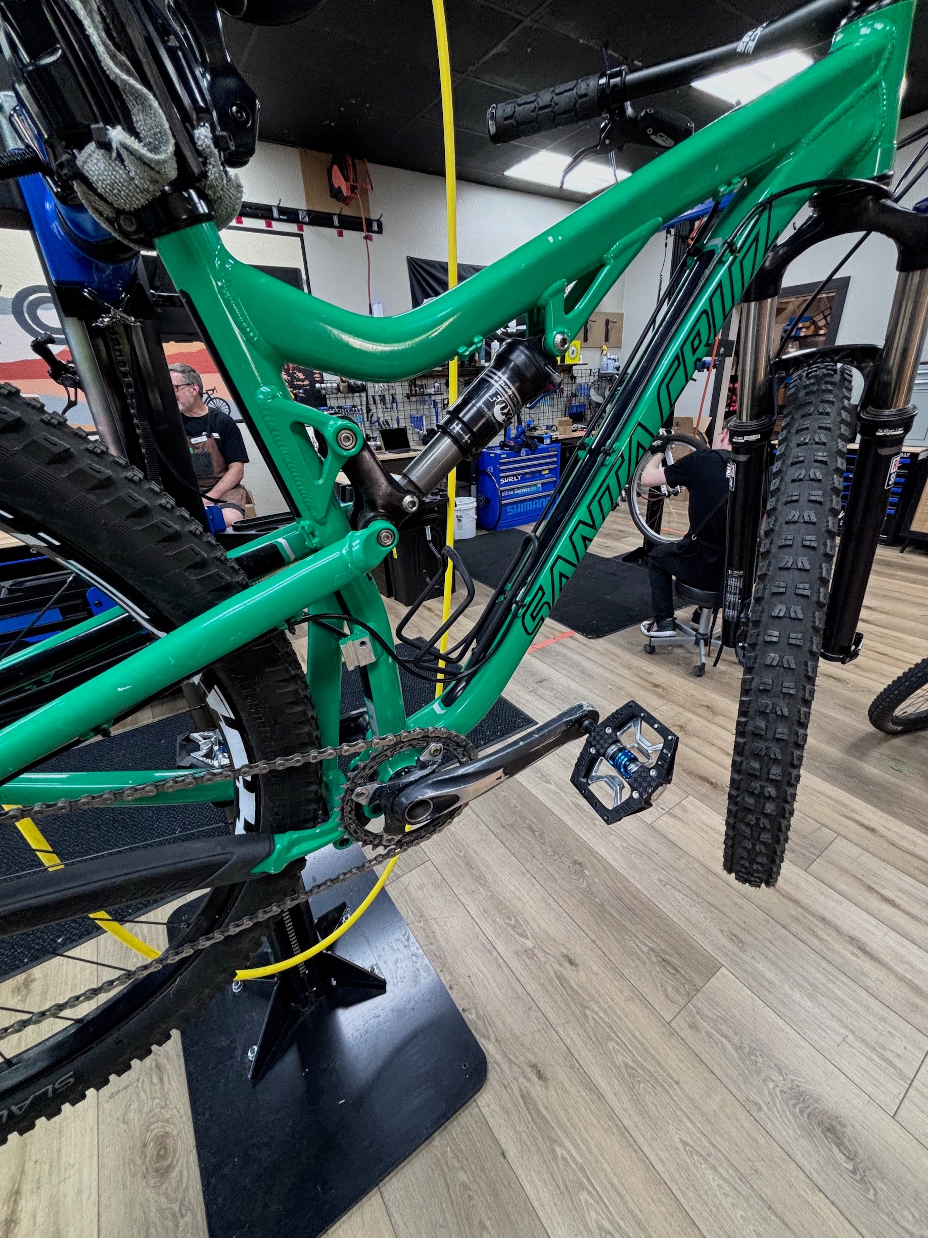 Used Santa Cruz Tallboy 2 full suspension mountain bike for sale at CyclErie in Erie Colorado - side profile view of this lightweight 29er XC trail bike