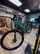 Used Santa Cruz Tallboy 2 full suspension mountain bike for sale at CyclErie in Erie Colorado - side profile view of this lightweight 29er XC trail bike