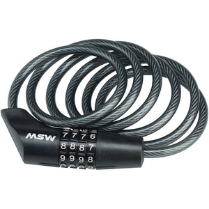 MSW CLK-108 Combination Cable Lock 8mm x 5' Black Tool-Free Plastic Coated