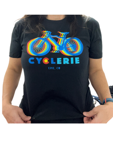 Cyclerie Next Level Black Multicolor Bikes T-Shirt (Unisex)
