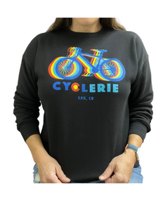 Cyclerie Bella Canvas Black Multicolor Bikes Sweatshirt (Unisex)