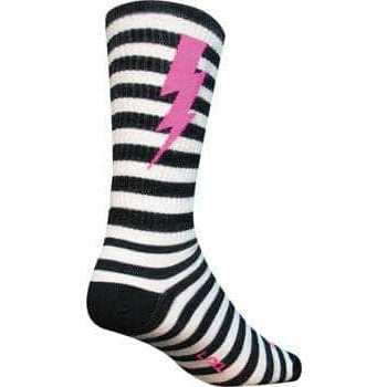 SockGuy Wool Lightning Socks - 8 inch, Black/White